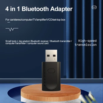 4 в 1 USB Bluetooth 5.1 адаптер для ПК, динамик, Беспроводной музыкальный аудиоприемник, передатчик, 3,5 мм аудио AUX адаптер для компьютера