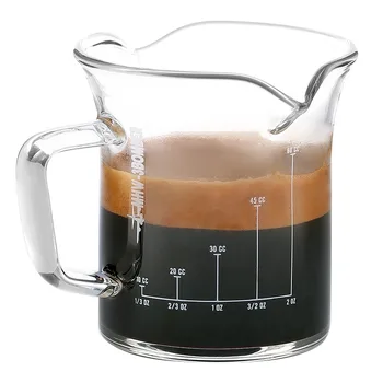 Стеклянная мерная чашка для эспрессо с двумя носиками и ручкой, изысканные кофейные чашечки для взвешивания, Измерительные инструменты для дома на кухне