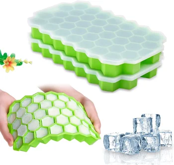 37-Полостная силиконовая форма для кубиков льда в виде сот, Многоразовые лотки, устройство для приготовления кубиков льда, Пищевая льдогенератор с крышками, форма для эскимо, форма для льда