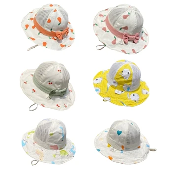 Детская солнцезащитная шляпа для малышей, детская дышащая солнцезащитная шляпа-ведро, регулируемый ремешок для подбородка, летние игровые шляпы