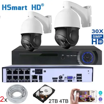 8-Канальный 4K NVR POE Комплект H.265 Система 4TH HDD CCTV Security добавить 5-Мегапиксельную PTZ IP-Камеру Открытый Onvif 30-КРАТНЫЙ ЗУМ Водонепроницаемая Скоростная Купольная Камера