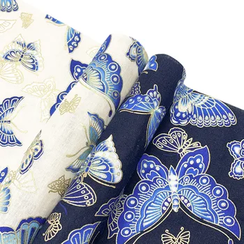70x45 см Бронзирующая хлопчатобумажная ткань с принтом бабочки для пошива одежды ручной работы, наволочка, постельное белье, простыня, текстильный материал