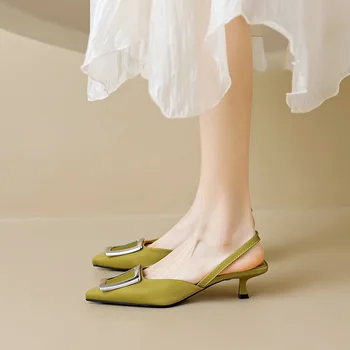 Женская верхняя одежда, сандалии, Лето 2023, Стильный металлический дизайн, женские повседневные женские босоножки на высоком каблуке