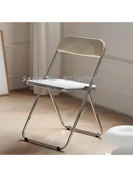 Ins Net Красный обеденный стул в стиле ретро, стул для домашнего кабинета, Ресторанная мебель, современный минималистичный стул для макияжа, Прозрачный Складной стул