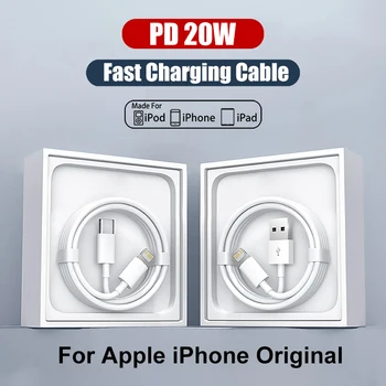 Для Apple Оригинальный Кабель для быстрой зарядки PD20W USB Type-C Для iPhone 14 13 12 11 Pro Max Plus XS Mini USB-Кабель для передачи данных Lightning