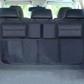 Органайзер для багажника автомобиля, сумка для хранения спинки заднего сиденья, карман с несколькими подвесными сетками, Автоматическая укладка, уборка, Аксессуары для интерьера, принадлежности