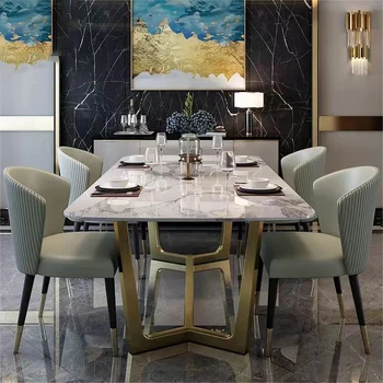 Мраморные обеденные столы роскошного дизайна ресторан для большой семьи современная прихожая кухонный стол детская итальянская мебель
