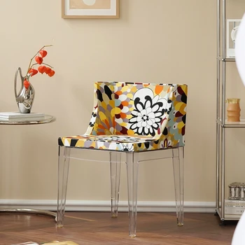 Роскошный обеденный стул из скандинавского акрила, креативный дизайнерский прозрачный стул со спинкой в стиле Cadeiras De Jantar Мебель для дома WKDC