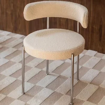 Обеденный стул Wuli Lamb с бархатной металлической спинкой из нержавеющей стали, повседневный стул для кафе Nordic Designer, одноместный стул