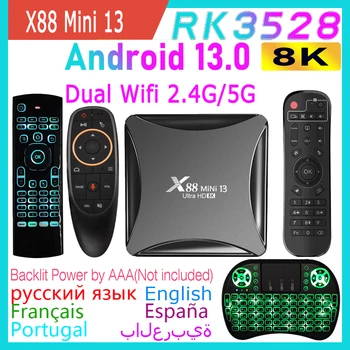 X88 Mini 13 Android 13,0 RK3528 Rockchip Четырехъядерный Smart TV Box 8K HDR 2,4G 5G Двойная Wifi LAN 100M RAM 2GB 4GB ROM 16GB 32GB