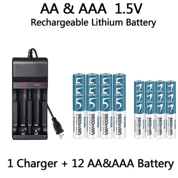 100% Оригинальный аккумулятор AA/AAA 1,5 В перезаряжаемый полимерный литий-ионный аккумулятор 1,5 В AA/AAA аккумулятор с USB-зарядным устройством