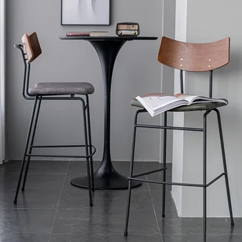 Простой домашний стульчик для кормления со спинкой, Скандинавский железный барный стул, современный барный стул, барный стул, высокий табурет для кафе