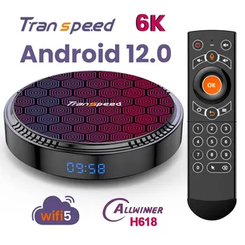 Transpeed Android 12 TV Box Двойной Wifi BT5.0 H618 6K 4K Четырехъядерный Cortex A53 G31 Быстрый Daul WiFi 5 Голосовой Ассистент Телеприставка