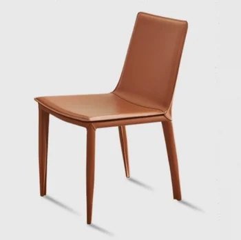 Обеденный стол и стул светло-кремового цвета, стол и стул в итальянском стиле, современная минималистичная спинка, табурет из кожи с седлом
