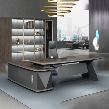 Комбинация офисного стола и стула босса, платформа большого класса, окрашенный стол босса, простой и современный