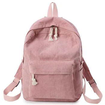 Женский рюкзак Вельветовый дизайн, Школьные рюкзаки для девочек-подростков, школьная сумка, Полосатый рюкзак, дорожные сумки, сумка Soulder Mochila