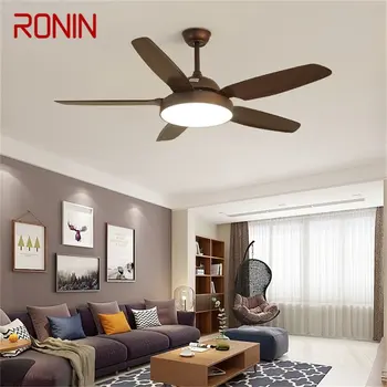 Простой потолочный вентилятор RONIN в стиле ретро с дистанционным управлением со светодиодной 52-дюймовой лампой для дома, гостиной, столовой