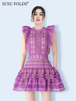 SUSU, Элегантное женское платье Happy Dress с разлетающимся рукавом, Высокая талия, Трапециевидный Винтажный стиль, Новое лето 2023 SU-A877