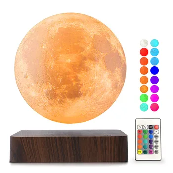 16 Цветов Лунная лампа с магнитной Левитацией, Сенсорная Плавающая 3D Светодиодная печать, Прикроватная тумбочка для спальни, Настольная лампа, Подарок Друзей