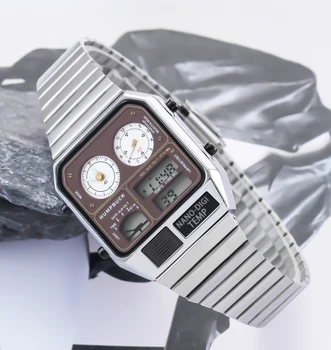 Роскошные мужские цифровые часы с обратным отсчетом на ремешке из нержавеющей стали, водонепроницаемая подсветка 3 бар