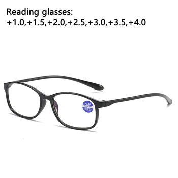 Очки для чтения с защитой от синего излучения, сверхлегкие мужские Женские компьютерные очки для чтения, очки для родителей при пресбиопии, очки для читателей + 1 + 4