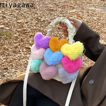 Сумка Miyagawa Love Kawaii Осень-зима, корейская изысканная ручная сумка через плечо на одно плечо, модные сумки с верхней ручкой