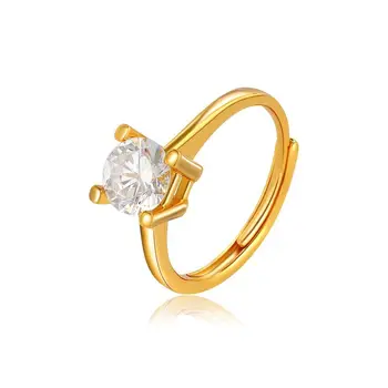 Оптовая цена - XP Классические Одинарные круглые Обручальные кольца с цирконием для женщин, модные украшения из чистого золота без никеля