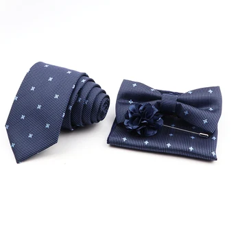 Новый Дизайнерский комплект галстуков с узором Пейсли из полиэстера, Квадратный Носовой платок, Бабочка, Цветочные броши для подарка на свадьбу
