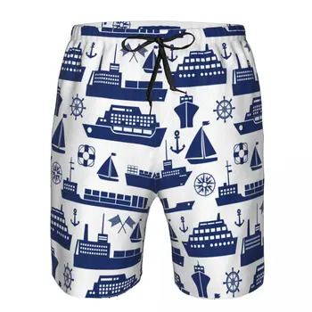 Мужские пляжные Короткие шорты для плавания Корабли Лодки Морской серфинг Спортивные настольные шорты Купальники