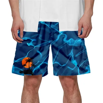 Летние мужские шорты с принтом, джоггеры для фитнеса, спортивные плавки, повседневные дышащие мужские пляжные брюки на шнурке для тренировок