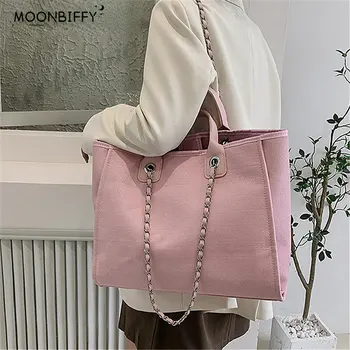Повседневная холщовая сумка через плечо для женщин, дизайнерские женские сумки, новая цепочка, розовые сумки для отдыха, трендовая сумка 2022 года