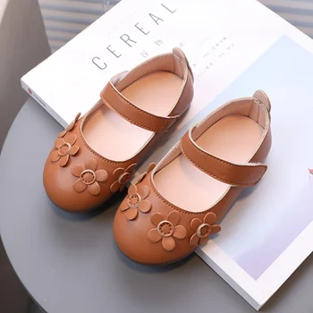 Детская элегантная кожаная обувь принцессы, самая симпатичная нескользящая осенняя обувь для девочек, Корейская модная обувь на возраст 1-5 лет