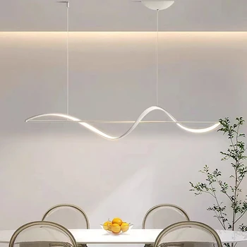 Современные светодиодные люстры в стиле минимализма для кухонного острова Обеденный стол Офисные Барные светильники Алюминиевая Подвесная Люстра Лампа