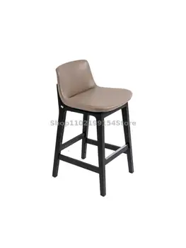 Минималистский стул Nemo Nordic, барный стул из массива дерева, легкий роскошный домашний высокий стул, кожаный художественный барный стул, современный высокий стул