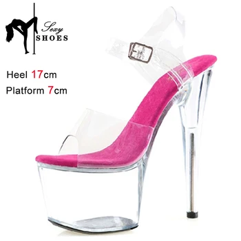 Обувь для женщин-2023 новый 17см хрусталь Полюс танцевальная обувь высокие каблуки платформы сандалии летние туфли стриптизерши короткий плюш стелька