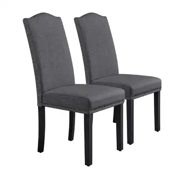 Обеденный стул Alden Design из 2 предметов с высокой спинкой, серый