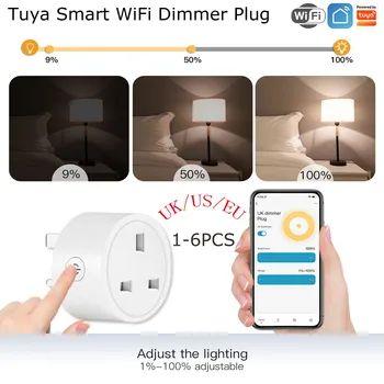1-6 шт. Tuya Smart WIFI Dimmer Plug EU/US/UK Беспроводное Питание Приложение Переключатель Времени Электрическая Розетка Голосовое Управление Alexa Google Home