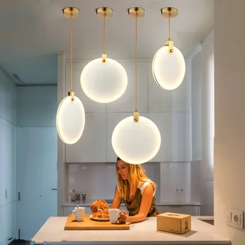 светодиодный блеск скандинавский дизайн Круглые каменные подвесные светильники Мраморный подвесной светильник кухонный остров Столовая