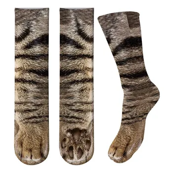 50 пар Оптовых мужских носков для скейтборда с 3D принтом, мужские носки с рисунком леопарда, тигра, кошки, зебры, цветные пазлы Happy Long Socks