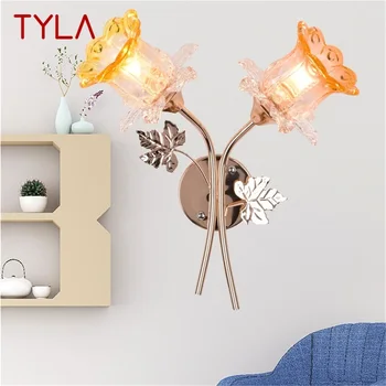 Настенные светильники TYLA Современные Креативные светодиодные бра с двумя лампочками в форме цветка для дома, Спальни