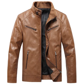 Мужская винтажная кожаная куртка, мотоциклетная мода, Осенняя куртка с несколькими карманами, ветровка, зимние мужские куртки, флисовое кожаное пальто, мужское