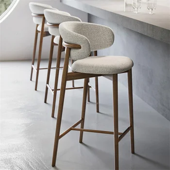 Современный барный стул из массива дерева, Скандинавский барный стул для кухни, легкая Роскошная ткань, Барный стул с высокими ножками, Бытовой стул для гостиной, стул