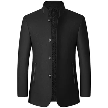 2023 новое зимнее мужское пальто, теплое шерстяное пальто, мужской толстый тренч, высококачественная классическая мужская повседневная шерстяная куртка NZ11