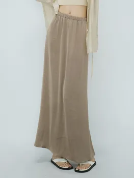 ZHISILAO, Новая длинная юбка трапециевидной формы, женская мягкая юбка-труба с тонкой эластичной талией, Лето 2023, праздничная одежда