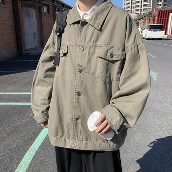 Куртка для спецодежды с лацканами в американском стиле, пальто, Весенне-осенние молодежные Свободные повседневные куртки для Хай-стрит, мужская верхняя одежда