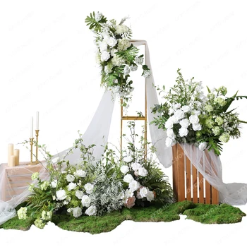 Свадебная ткань в стиле Мори Полевой Цветочный Набор Свадебная фотография Зона Приветствия Фоновый макет Настенный Цветок