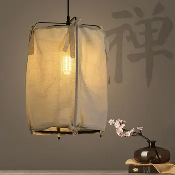 Люстра из китайской ткани, ресторан в Японском тихом стиле, гостиная, коридор, Украшение спальни, Антикварная льняная подвесная лампа