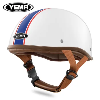 Четырехсезонный мотоциклетный шлем, сертифицированный YEMA 3C, женский мотоциклетный шлем, мужской, легкий, индивидуальность, наполовину вместительный шлем