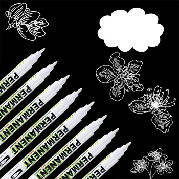Белый водонепроницаемый художественный маркер, Глянцевая ручка, Быстросохнущая ручка для рисования на водной основе, Стираемая, Новая Маркировочная ручка диаметром 1 мм, Оптовая продажа