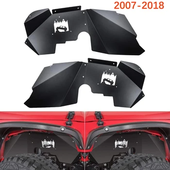 Накладки на Передние внутренние крылья Jeep Wrangler JK JKU 4WD 2007-2018 С логотипом Внедорожника Из Коррозионностойкого Алюминия - (Черный)